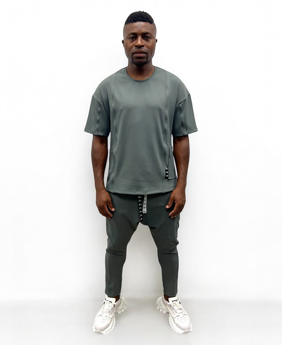 Tricou kaki casual cu design