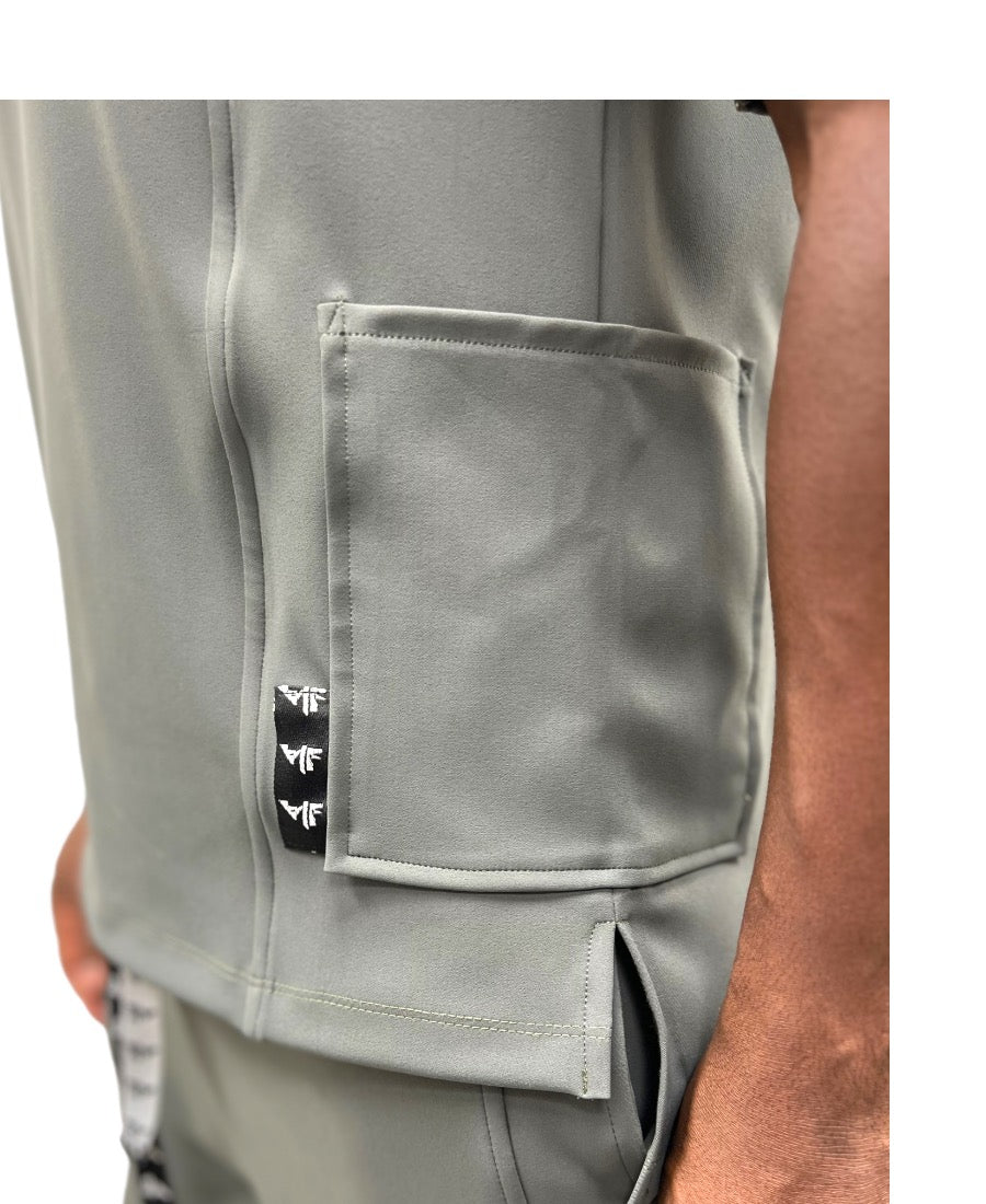 Tricou kaki casual cu design