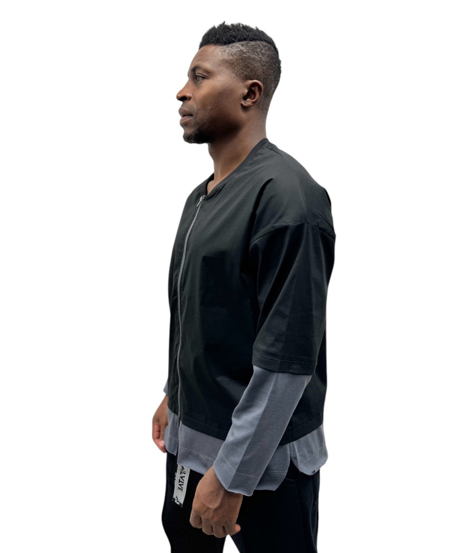 Bluza tip camasa cu fermoar si extensii