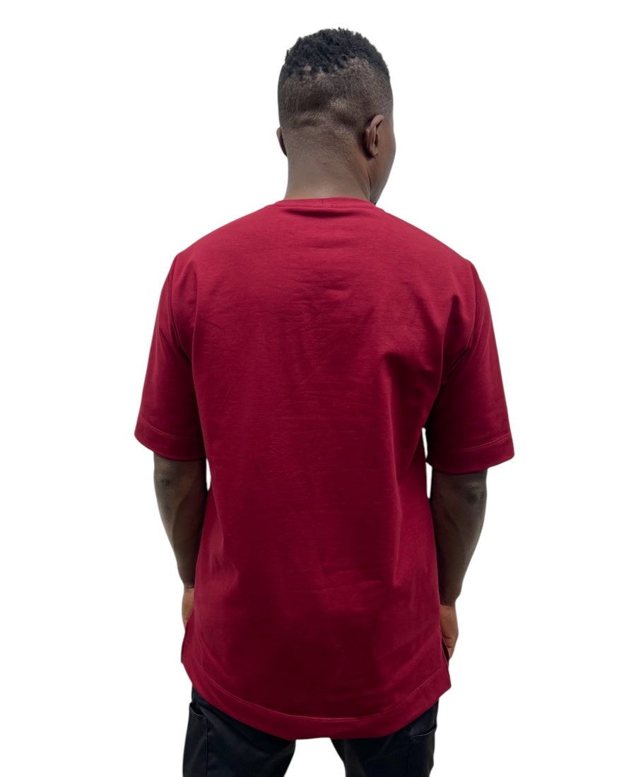 Tricou burgundy cu buzunar