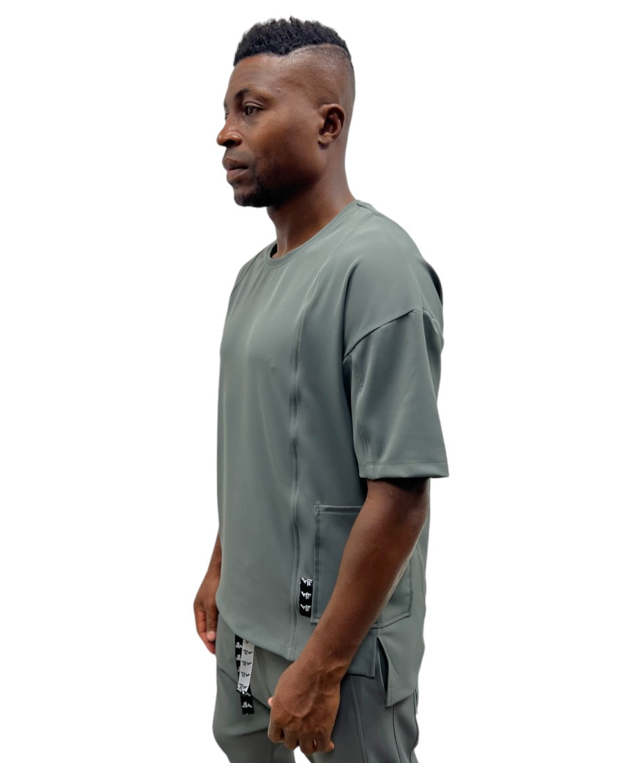 Tricou kaki casual cu design