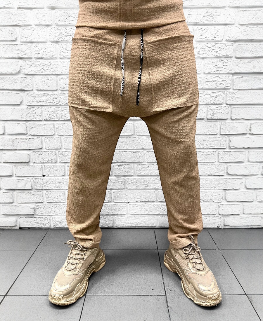 Pantaloni crem din material vaporos