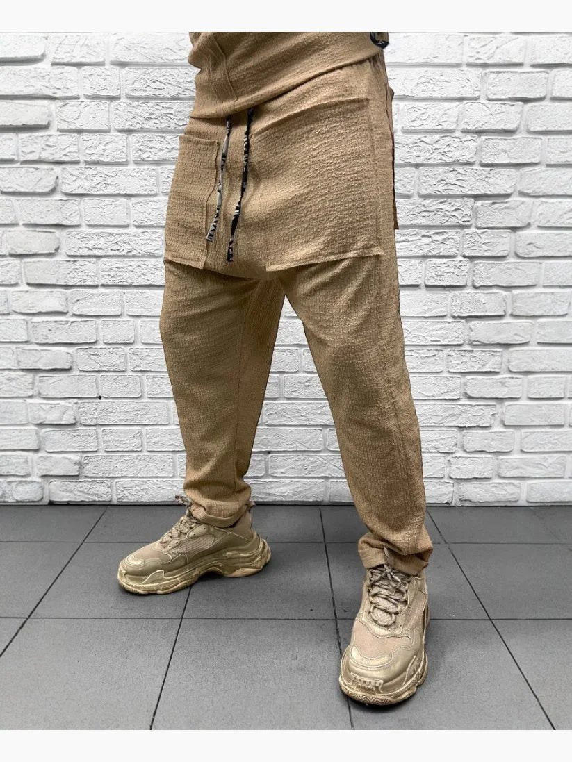 Pantaloni crem din material vaporos