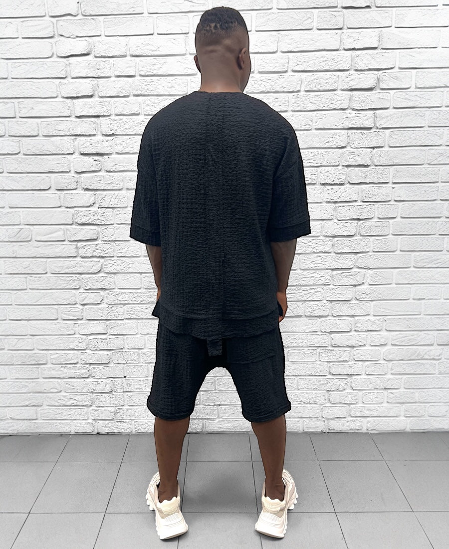 Pantaloni negri din material vaporos