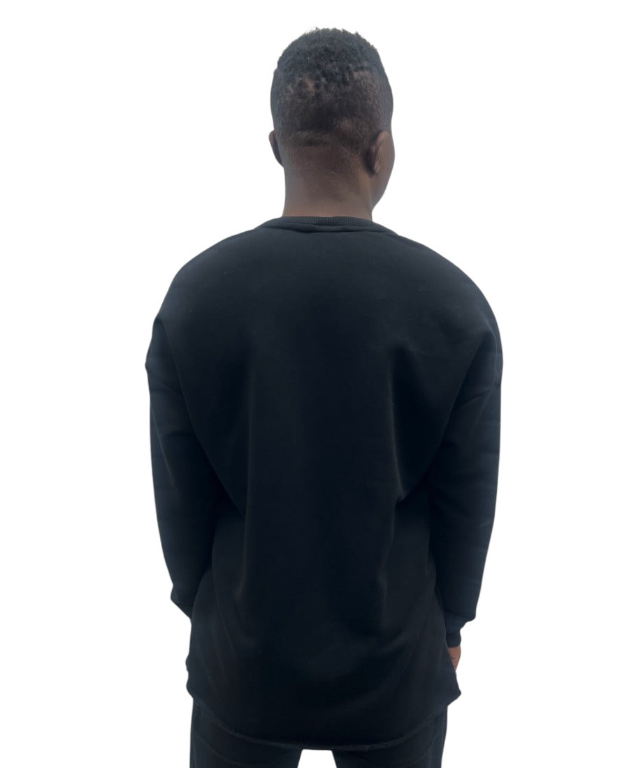 Hanorac negru cu detalii din fas gros si cusaturi