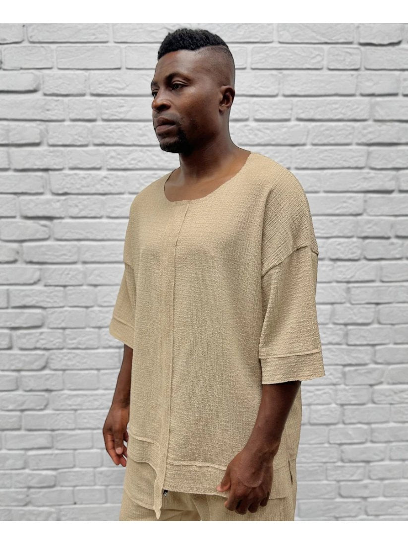 Tricou crem din material vaporos