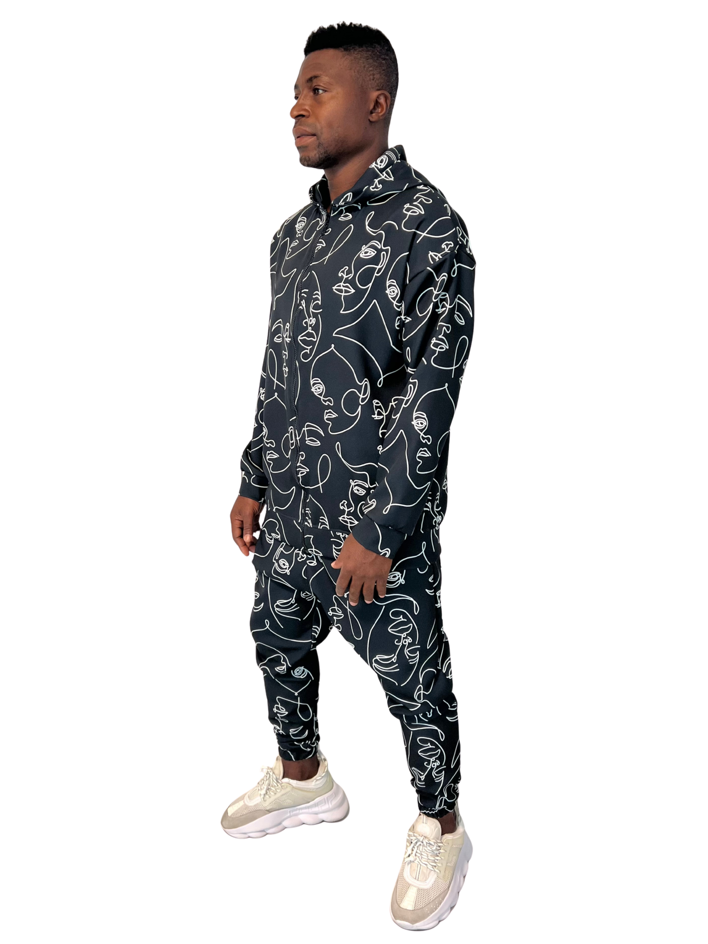 Compleu negru cu design geometric