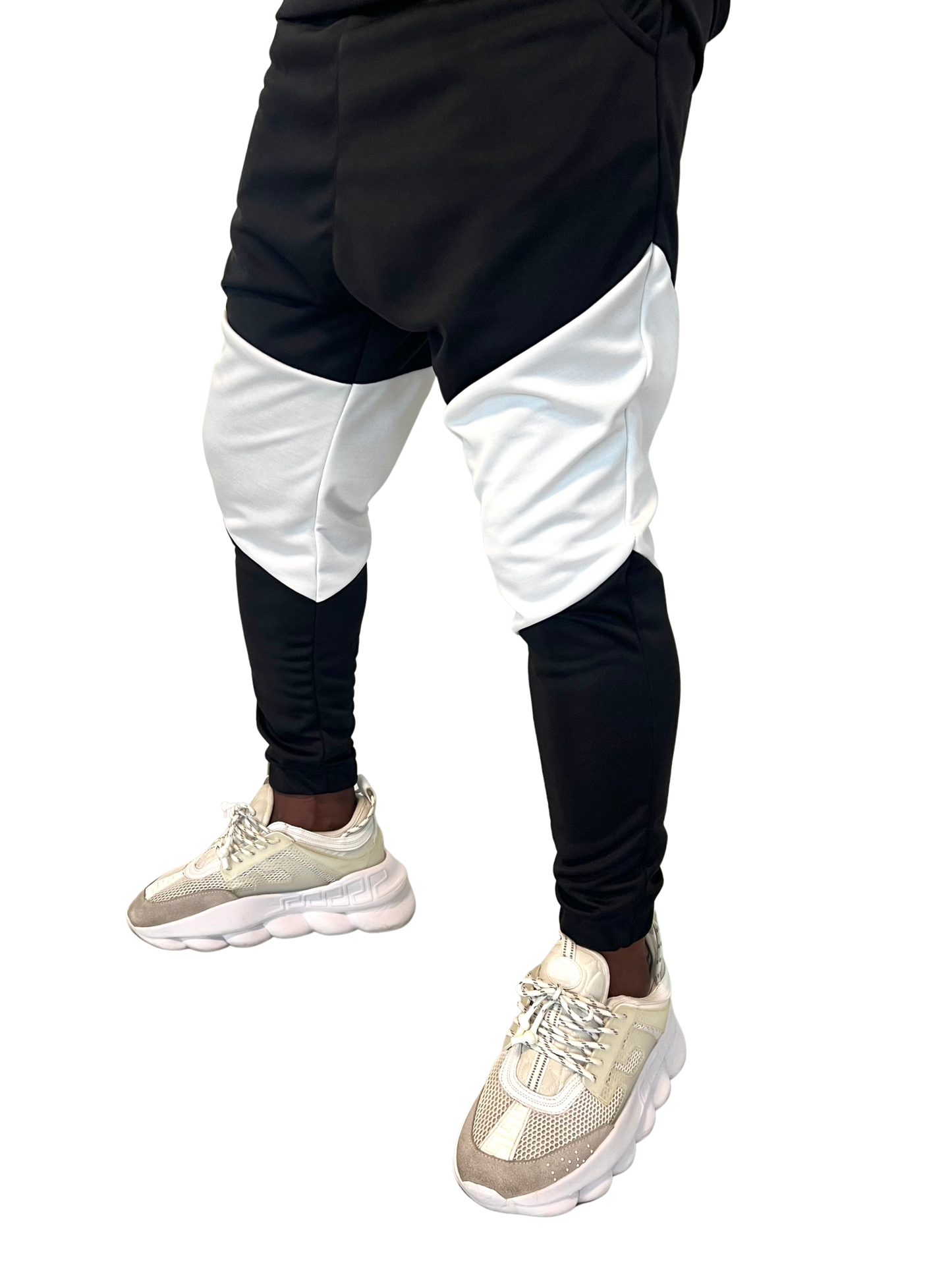 Pantaloni in combinatie de negru cu alb