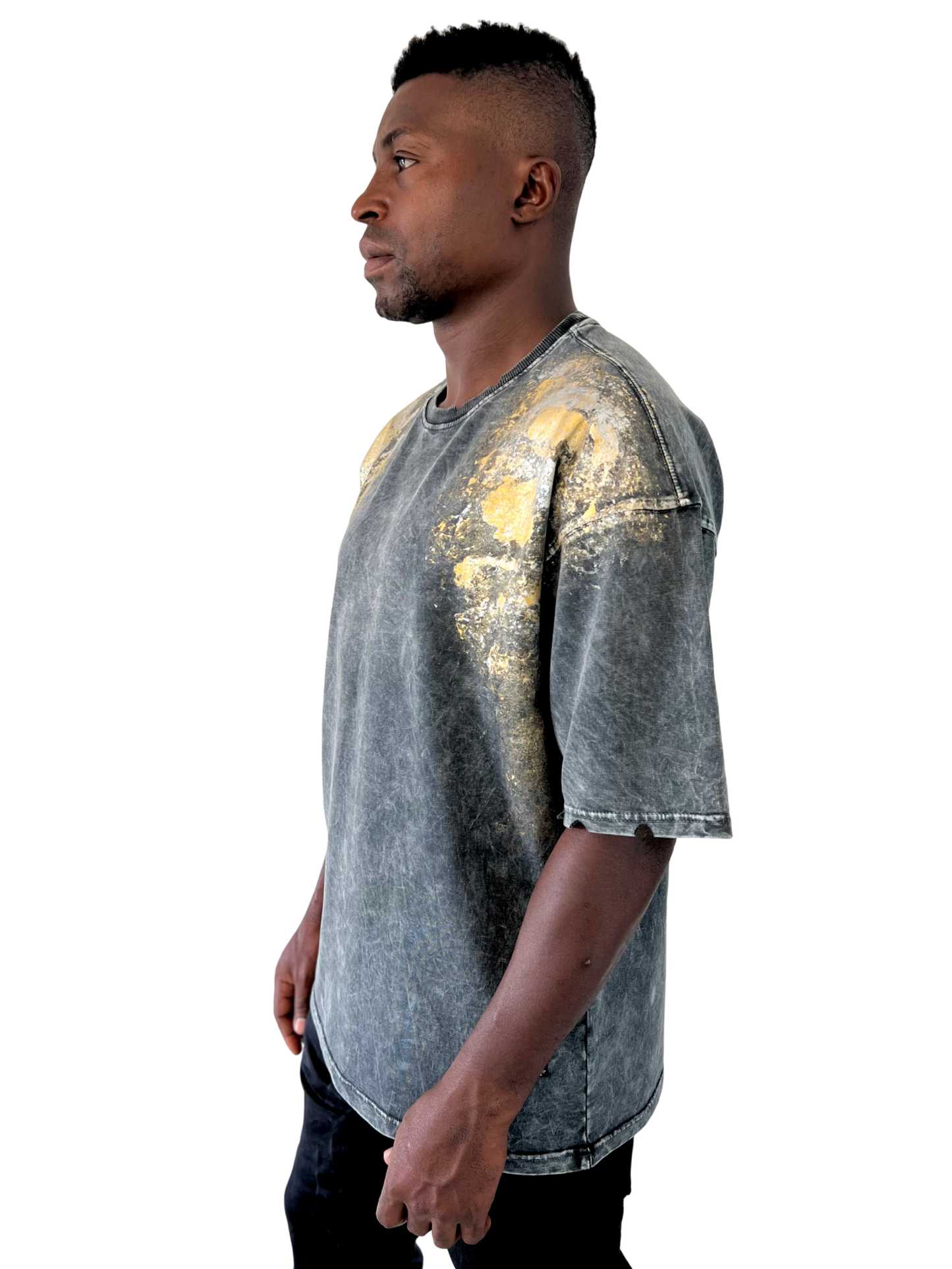 Tricou gri vopsit manual