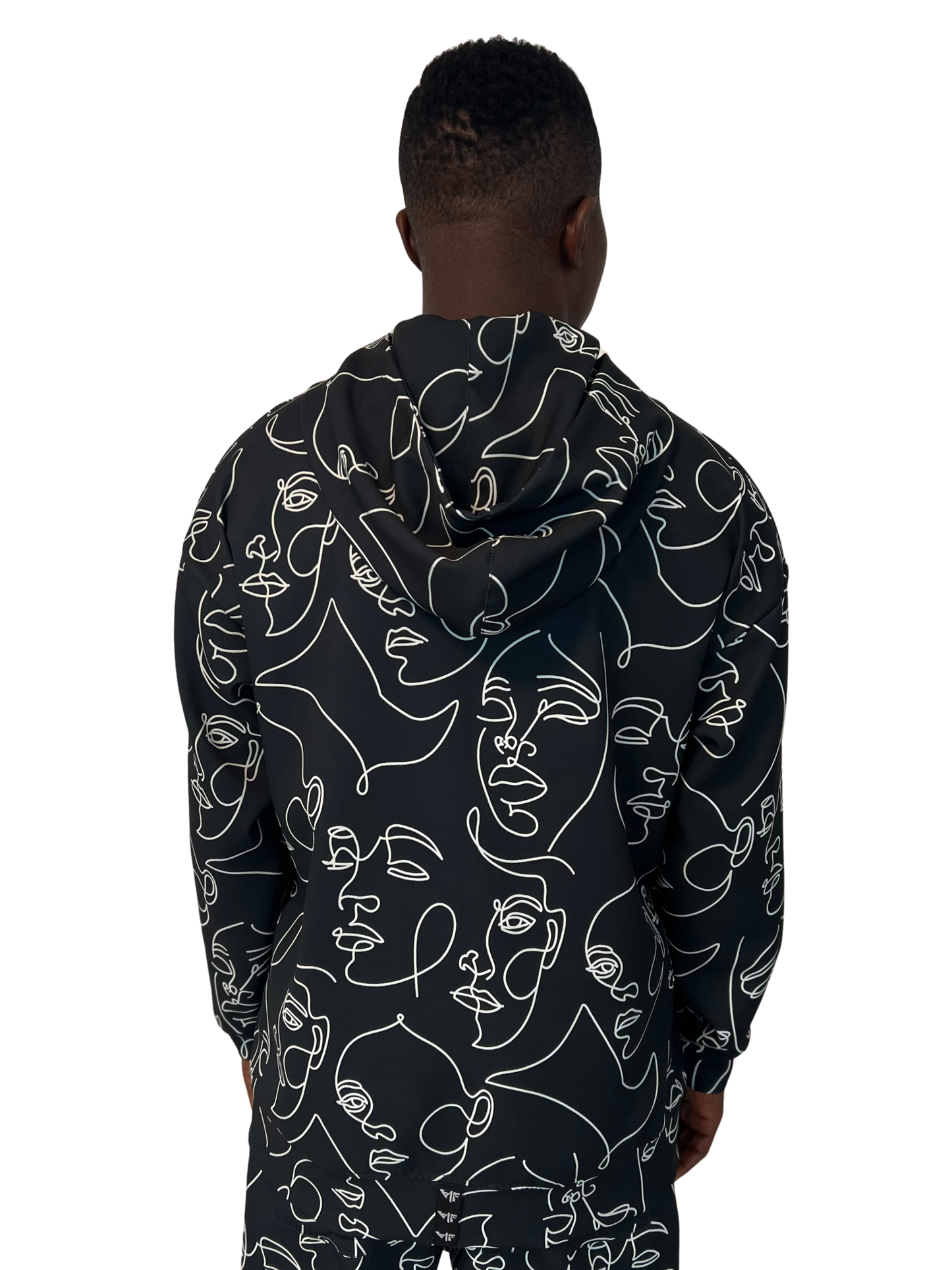 Hanorac negru cu design geometric