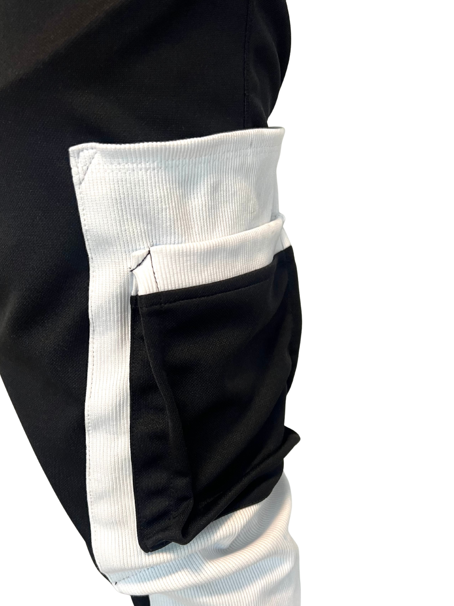 Pantaloni negru cu detalii albe