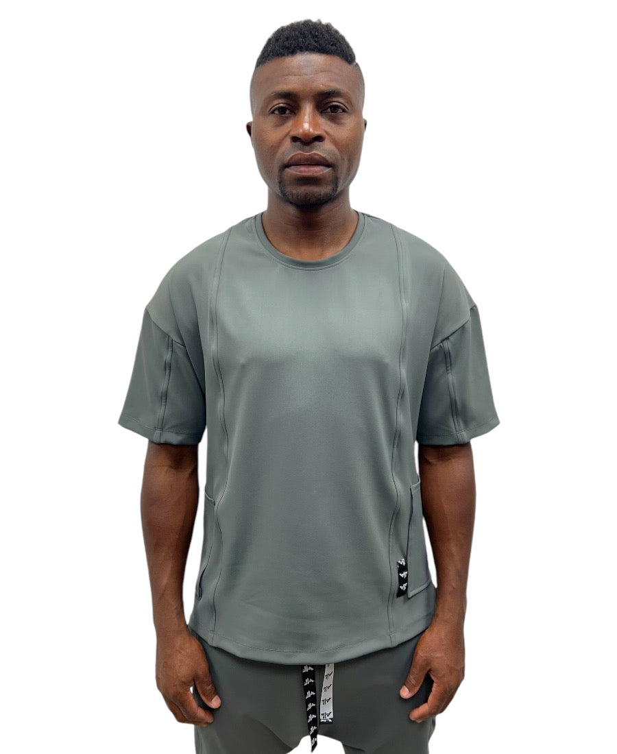 Tricou kaki casual cu design