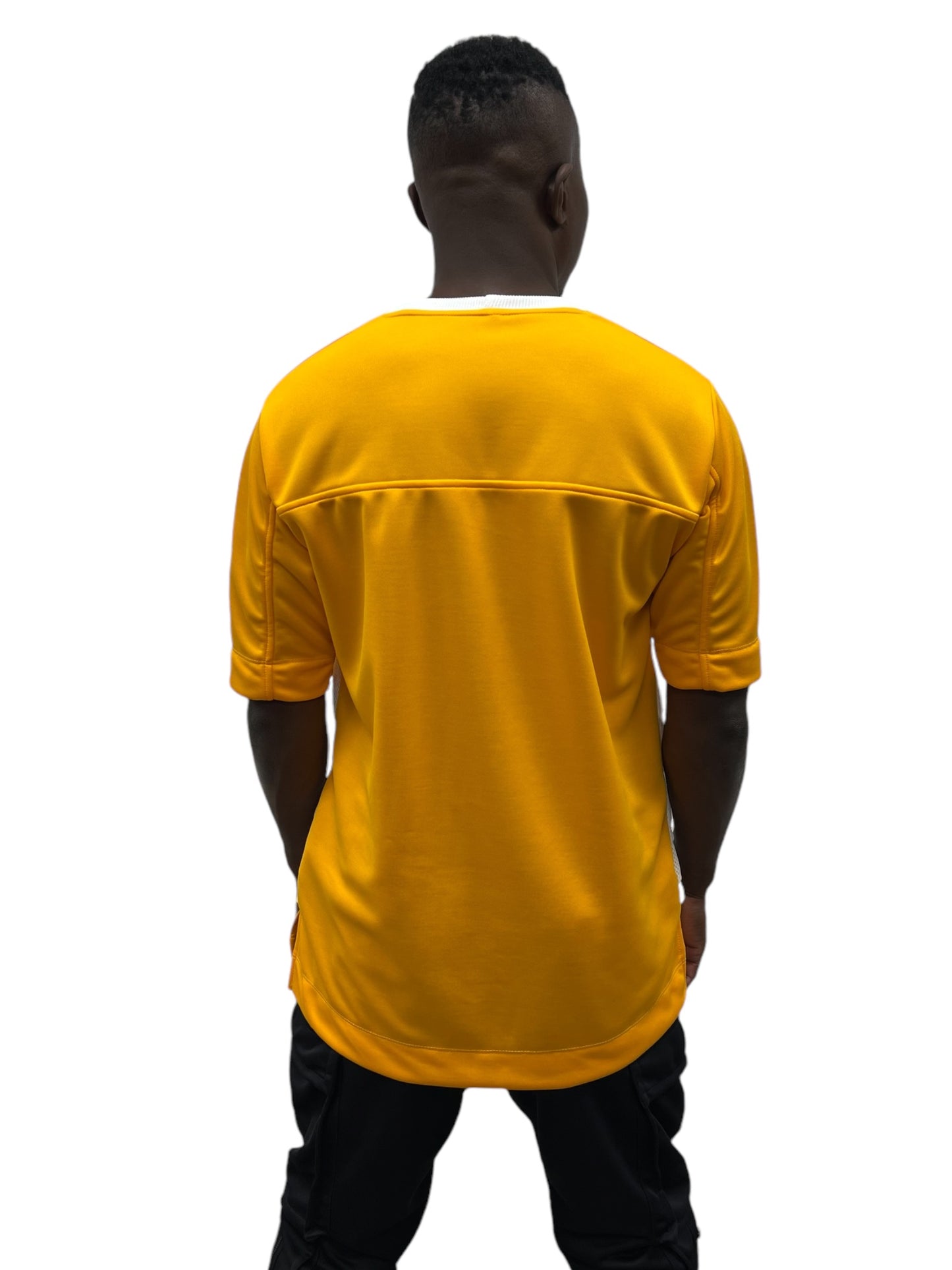 Tricou galben cu design din plasa alba