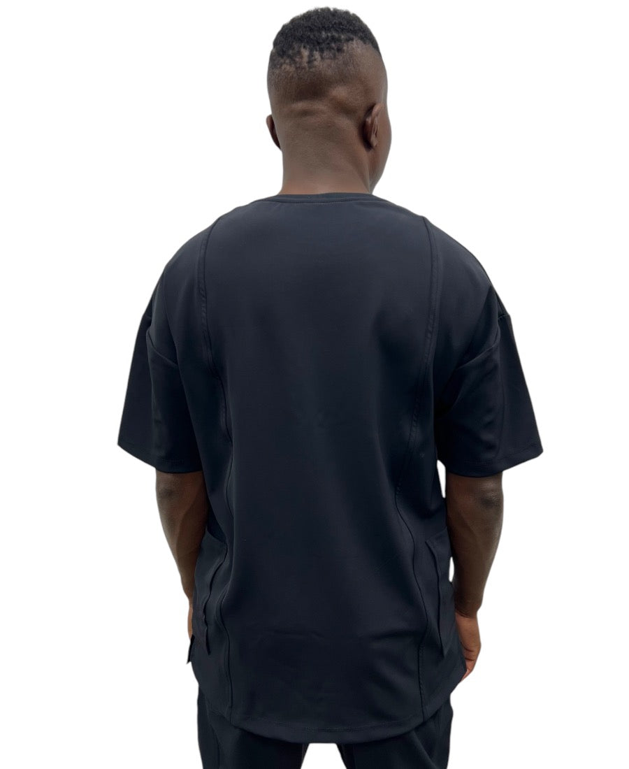 Tricou negru casual cu design