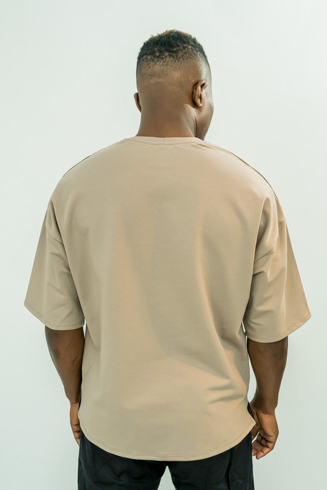 Tricou cappuccino cu fas catifelat