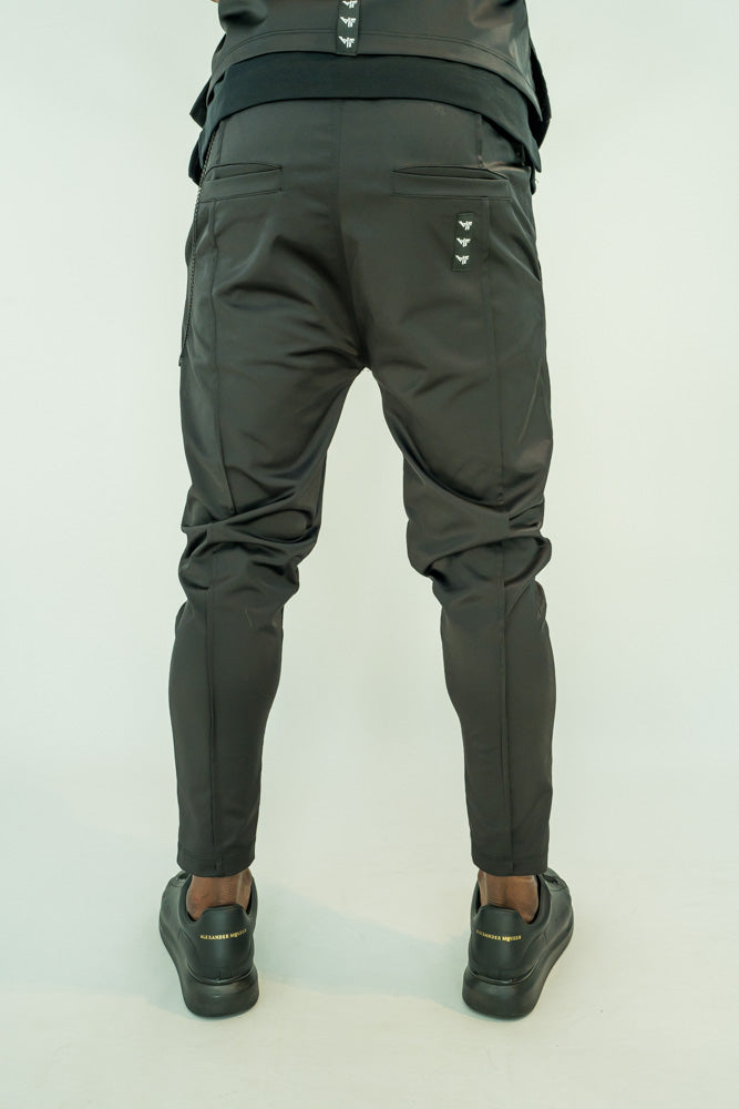 Pantaloni casual/elegant cu lant negru detasabil