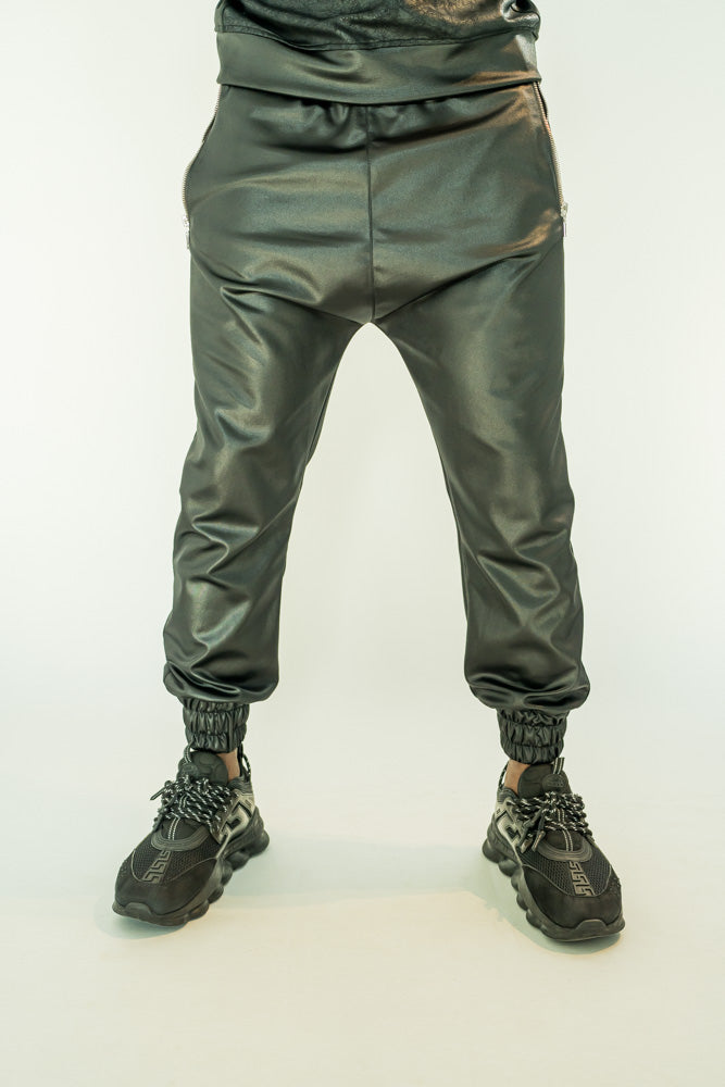 Pantaloni din material flexibil, de trening, cu buzunare cu fermoare