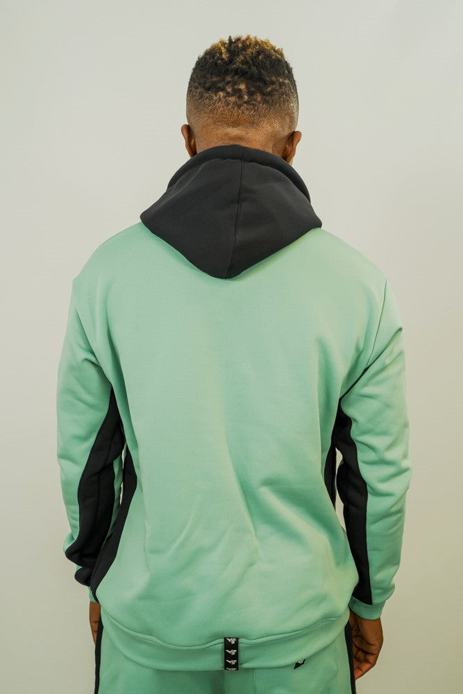 Hanorac verde menta cu dungi gri