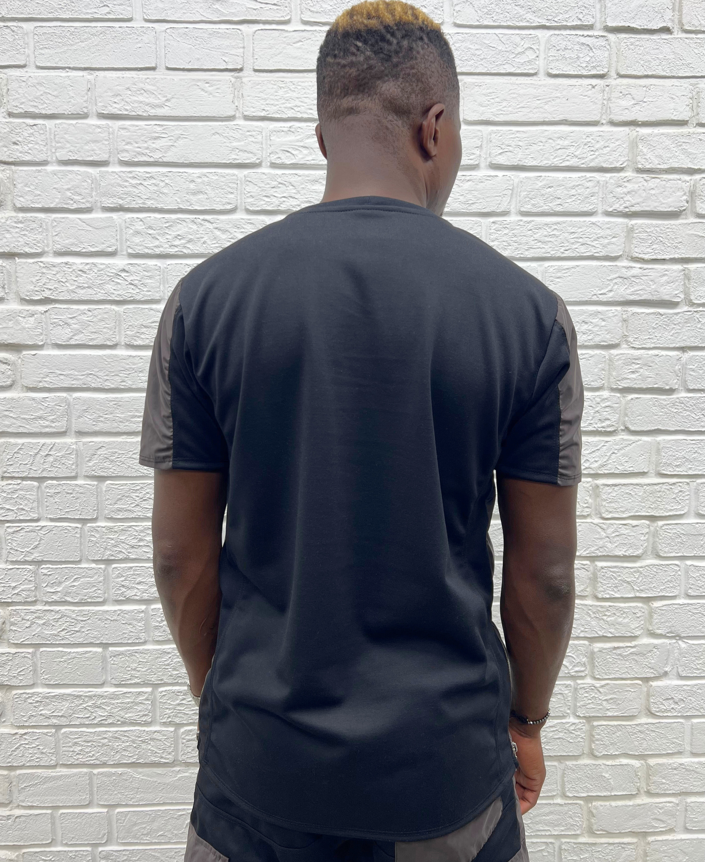 Tricou negru combinat cu fas catifelat