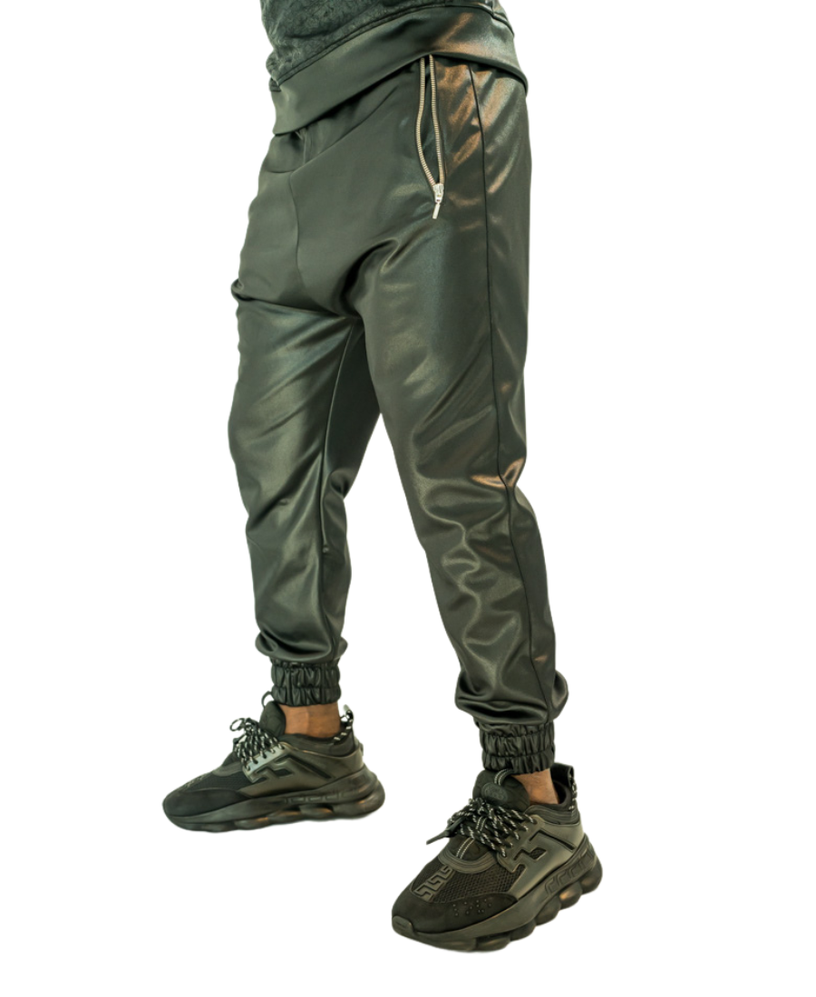 Pantaloni din material flexibil, de trening, cu buzunare cu fermoare