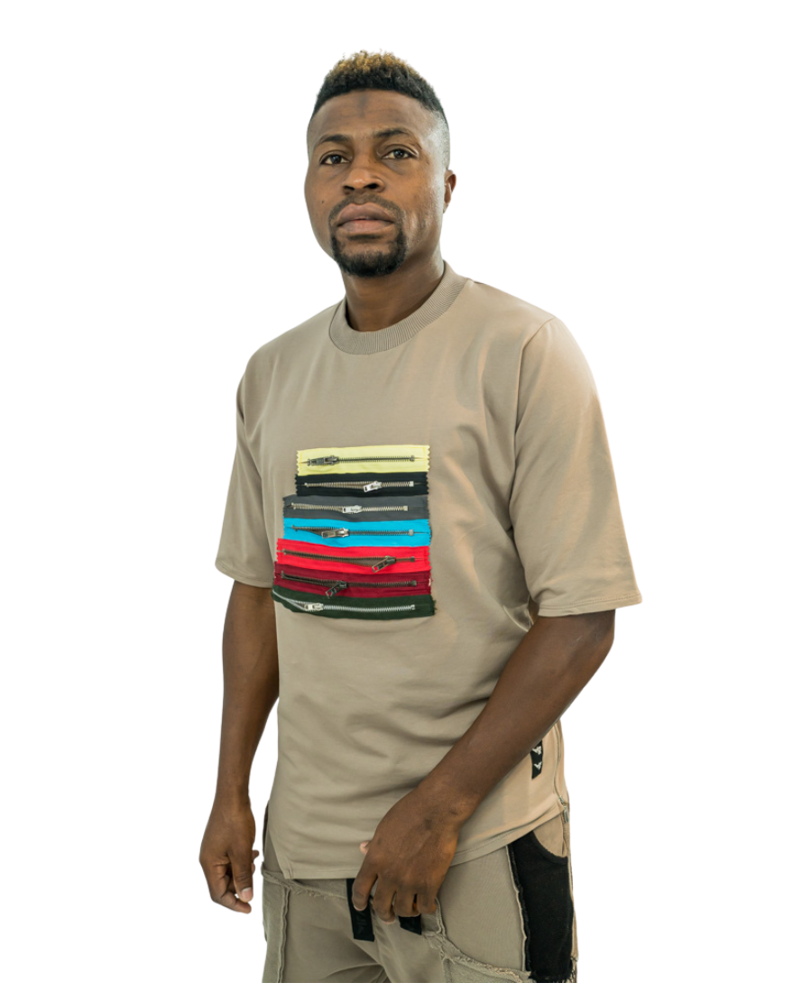 Tricou cappuccino cu multiple fermoare