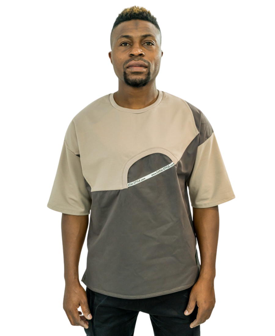 Tricou cappuccino cu fas catifelat