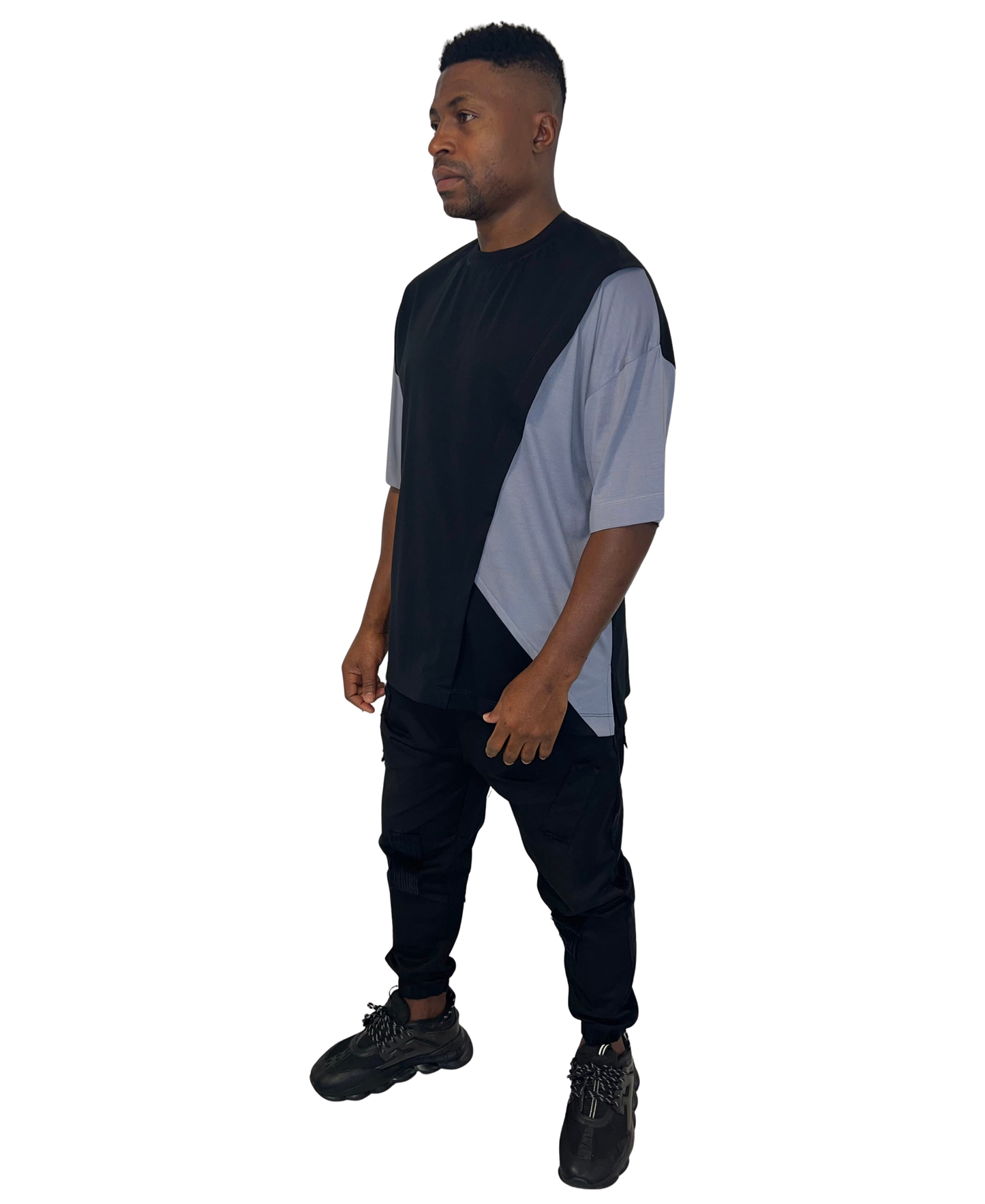 Tricou negru cu detalii gri