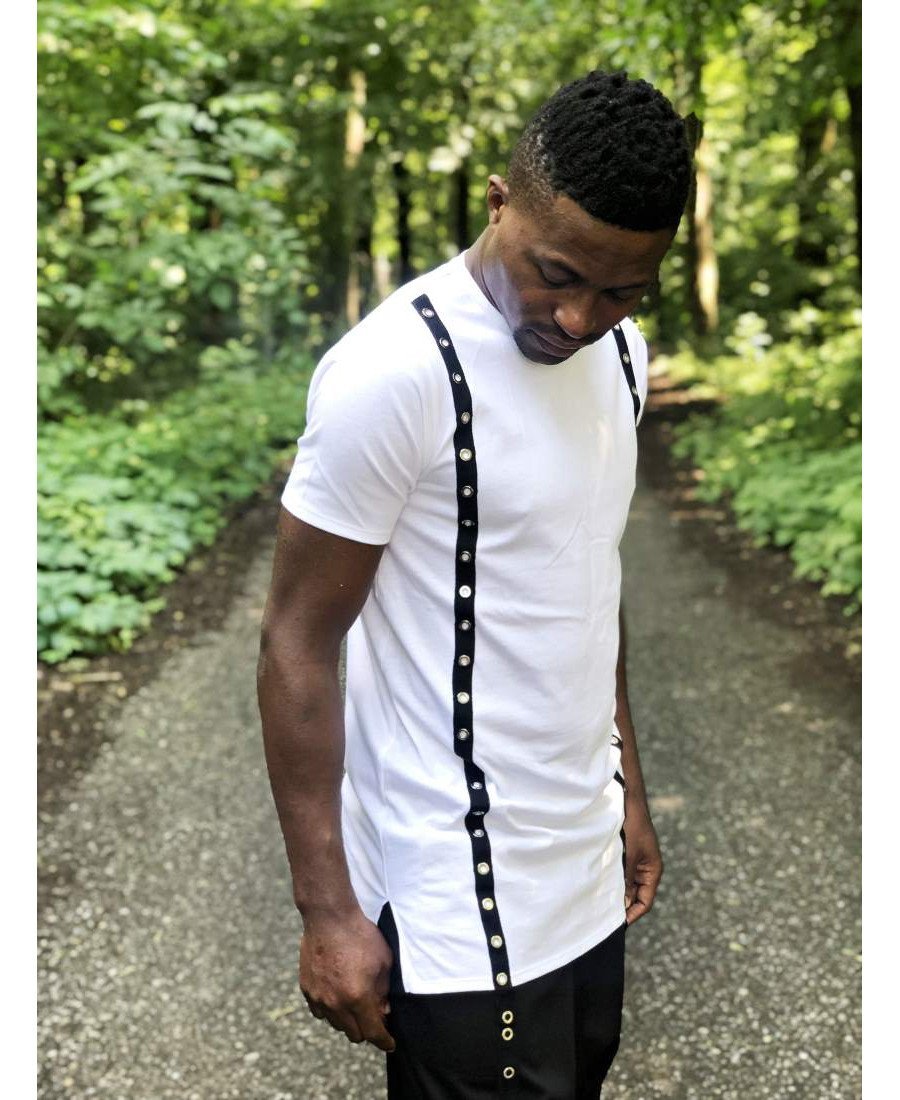 White t-shirt with double metal accesories - Fatai Style