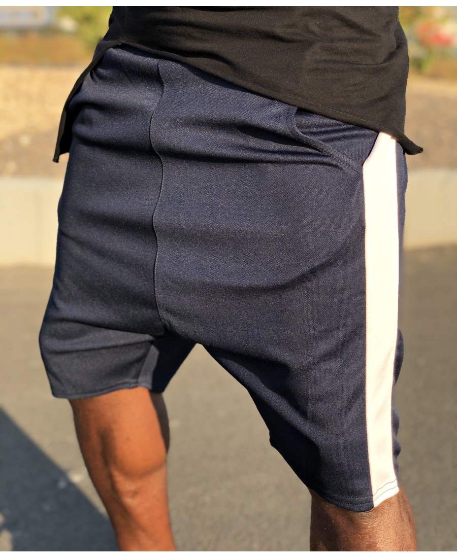 Bleumarin short trousers with white line - Fatai Style