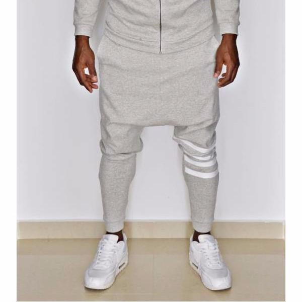 Grey trousers with white printed lines - Fatai Style