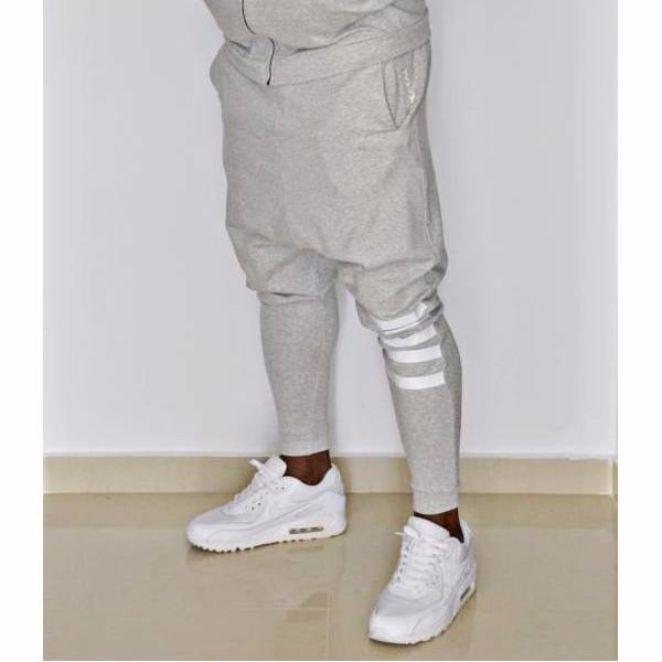 Grey trousers with white printed lines - Fatai Style