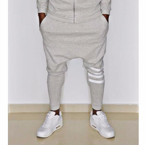 Grey trousers with white printed lines - Fatai Style