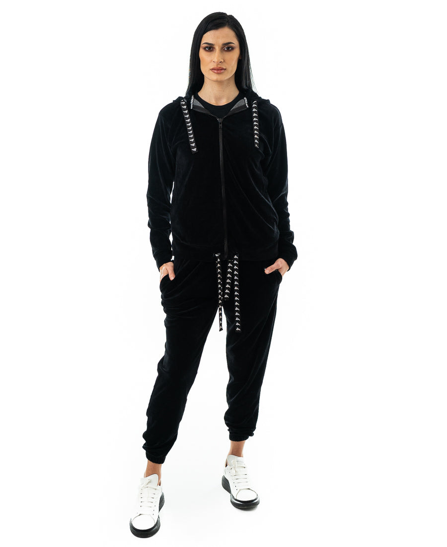 Trening negru catifea - bluza cu fermoar