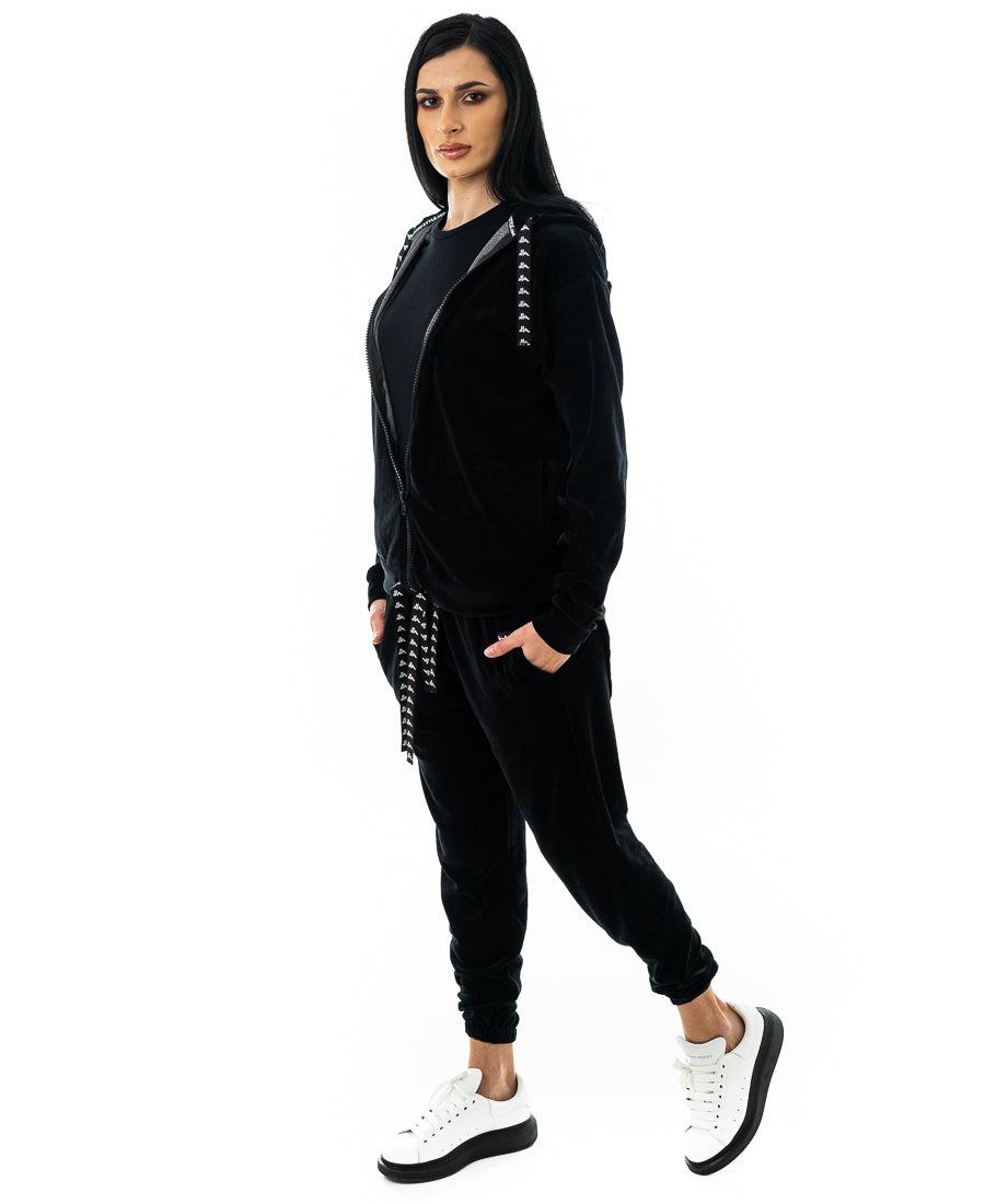 Trening negru catifea - bluza cu fermoar