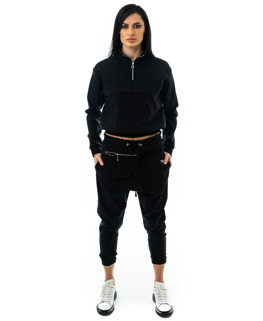 Compleu casual negru - model cu borseta