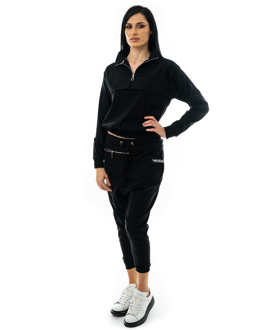 Compleu casual negru - model cu borseta