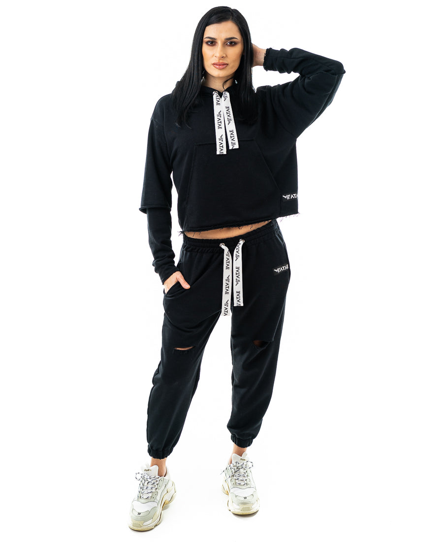 Trening dama negru - bluza fara fermoar