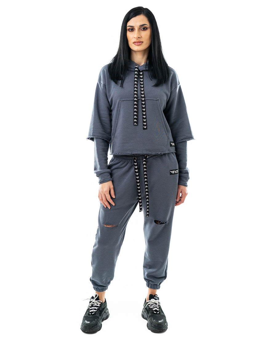 Trening dama gri - bluza fara fermoar