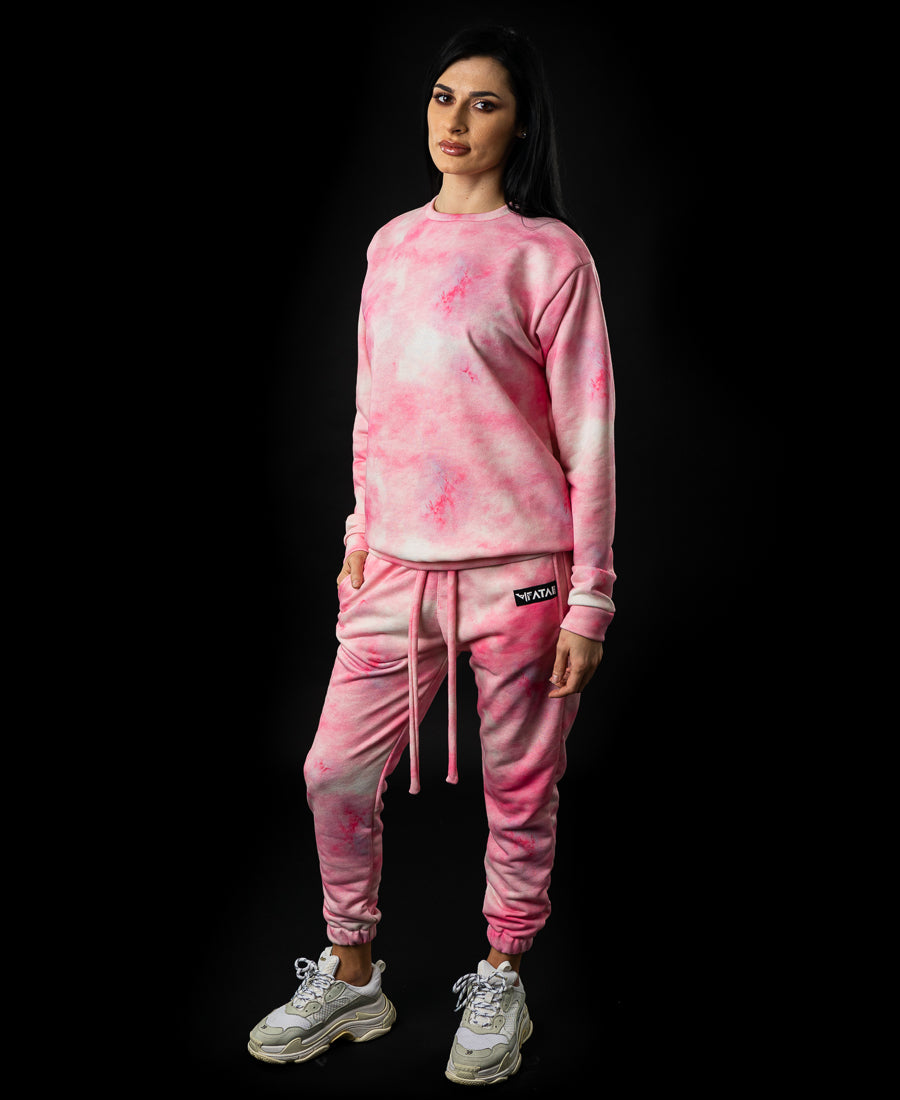Trening dama roz si alb - bluza cu maneca lunga
