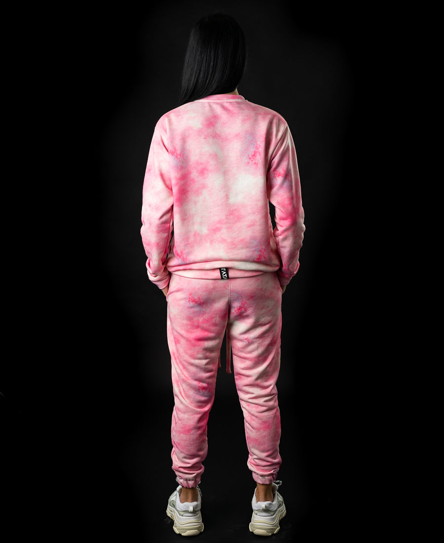 Trening dama roz si alb - bluza cu maneca lunga