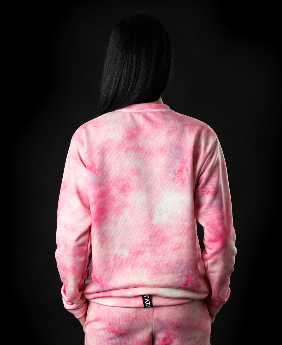 Bluza roz si alb cu maneca lunga