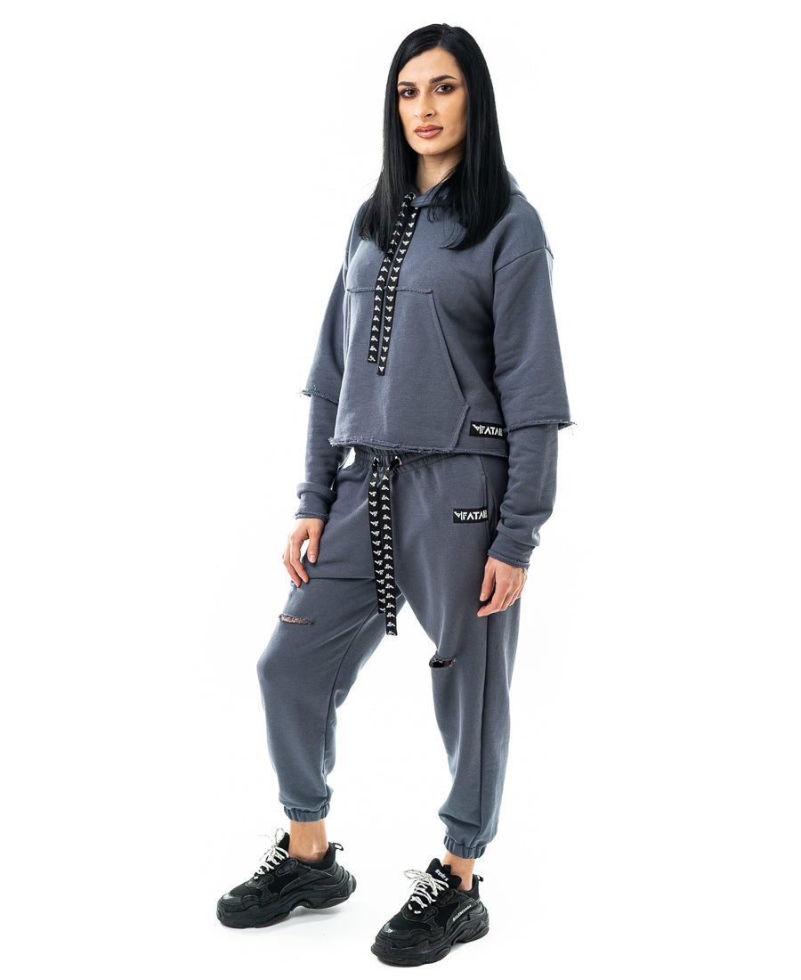 Trening dama gri - bluza fara fermoar