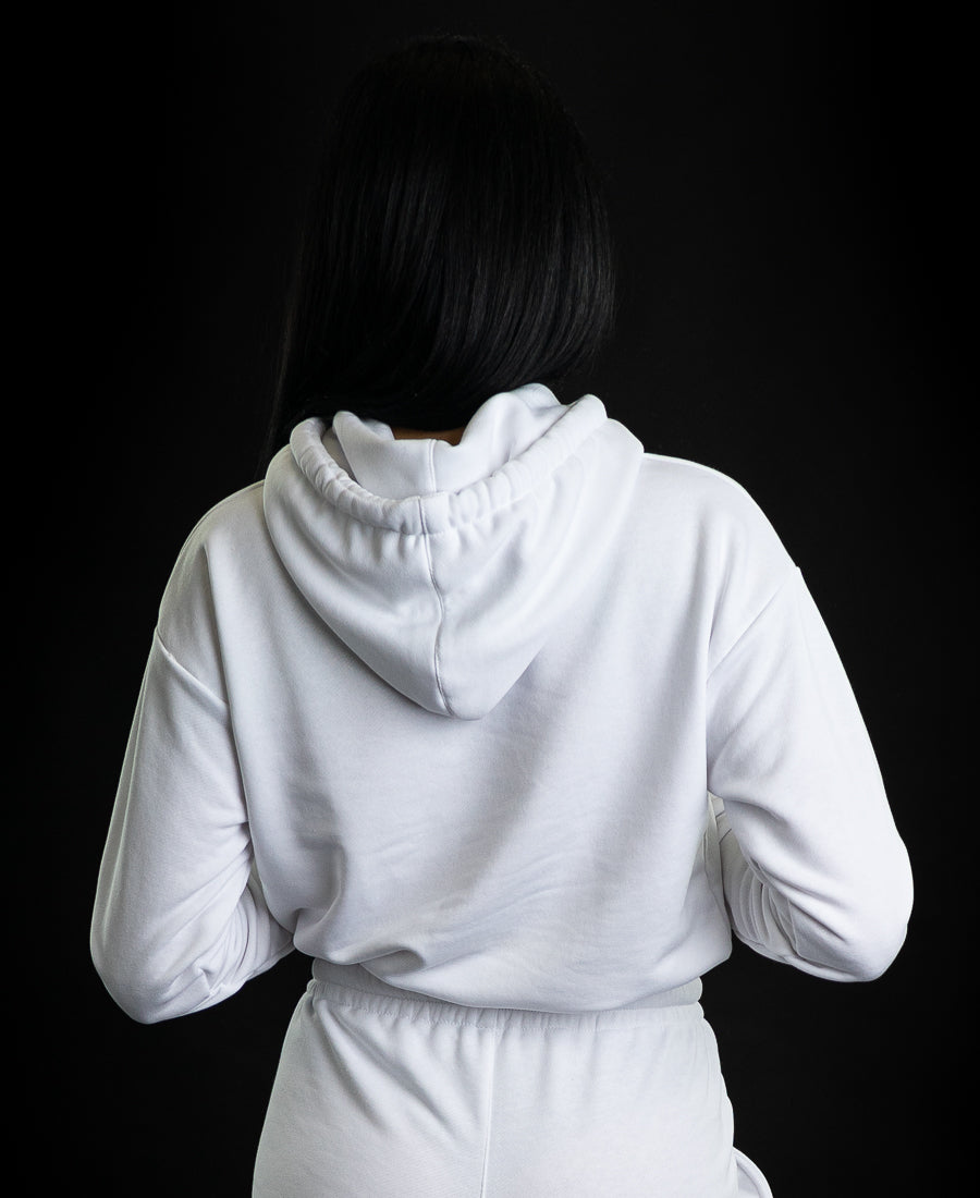 Bluza alba imprimata cu text si logo Fatai Style