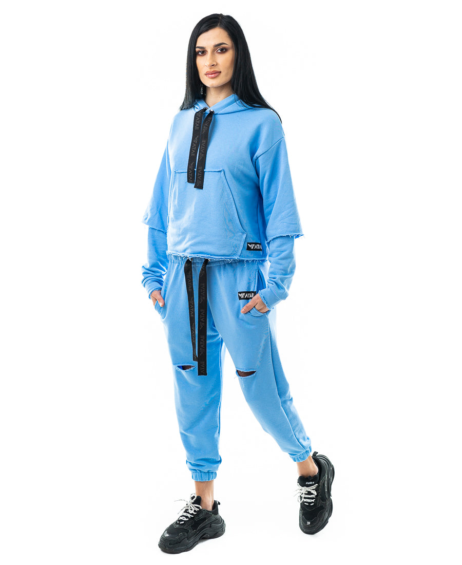Trening dama bleu - bluza fara fermoar