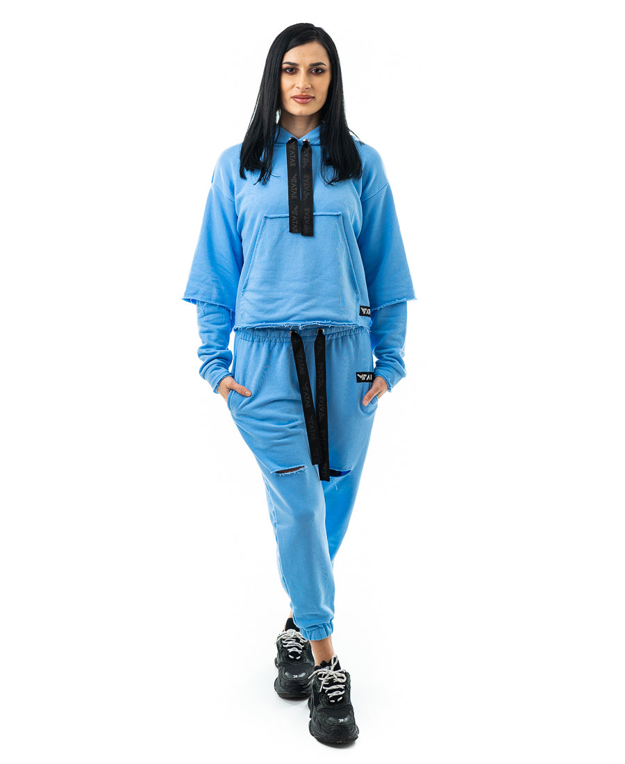 Trening dama bleu - bluza fara fermoar
