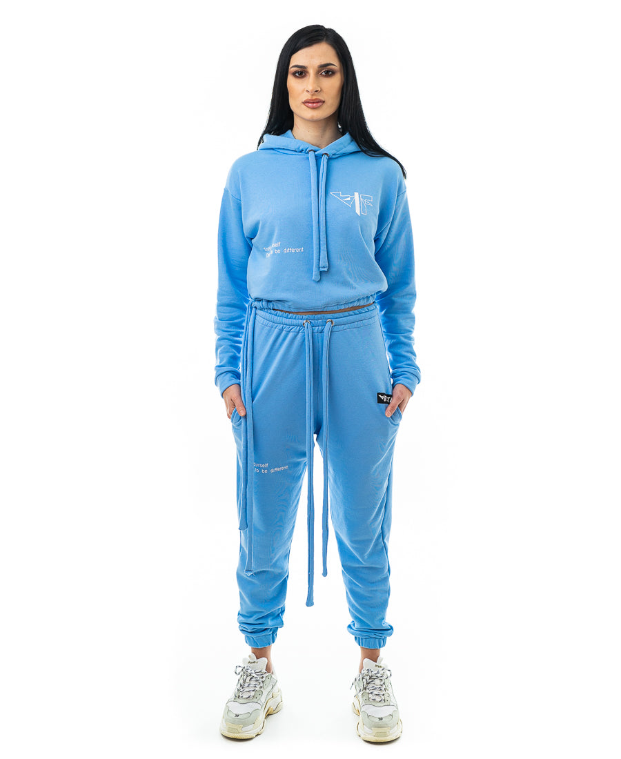 Trening dama bleu cu text imprimat