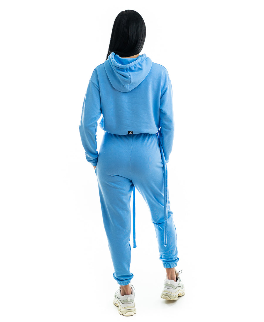 Trening dama bleu cu text imprimat