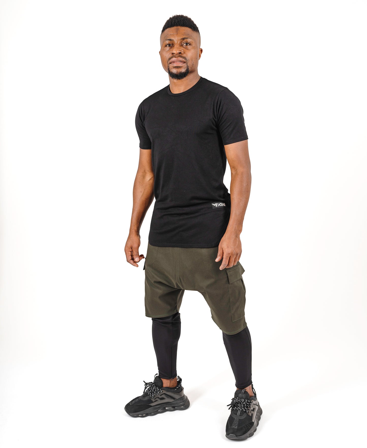 Pantaloni 2 in 1 kaki si negru