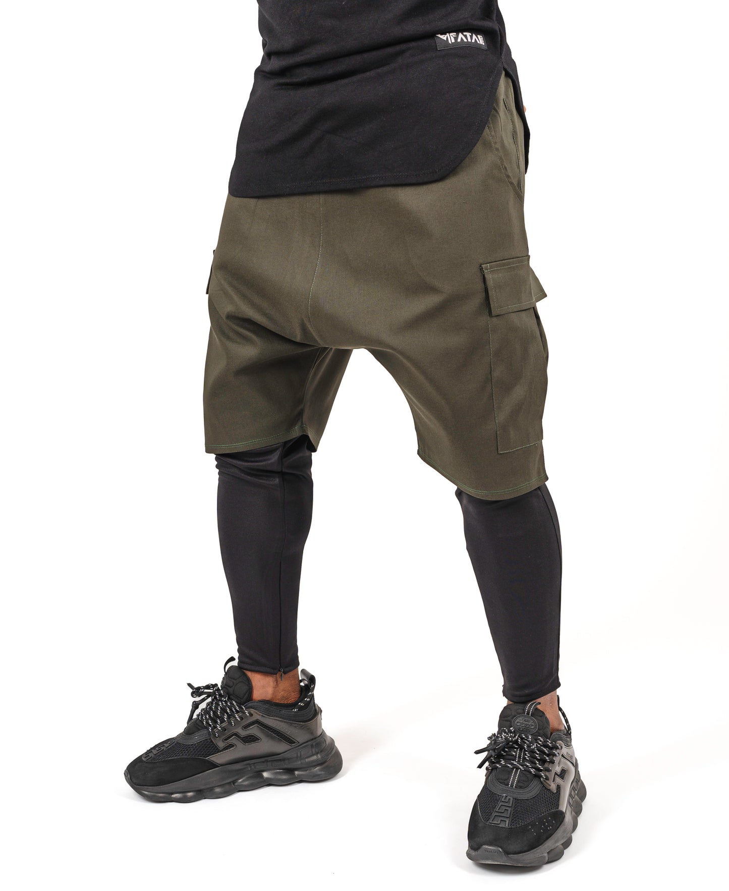 Pantaloni 2 in 1 kaki si negru