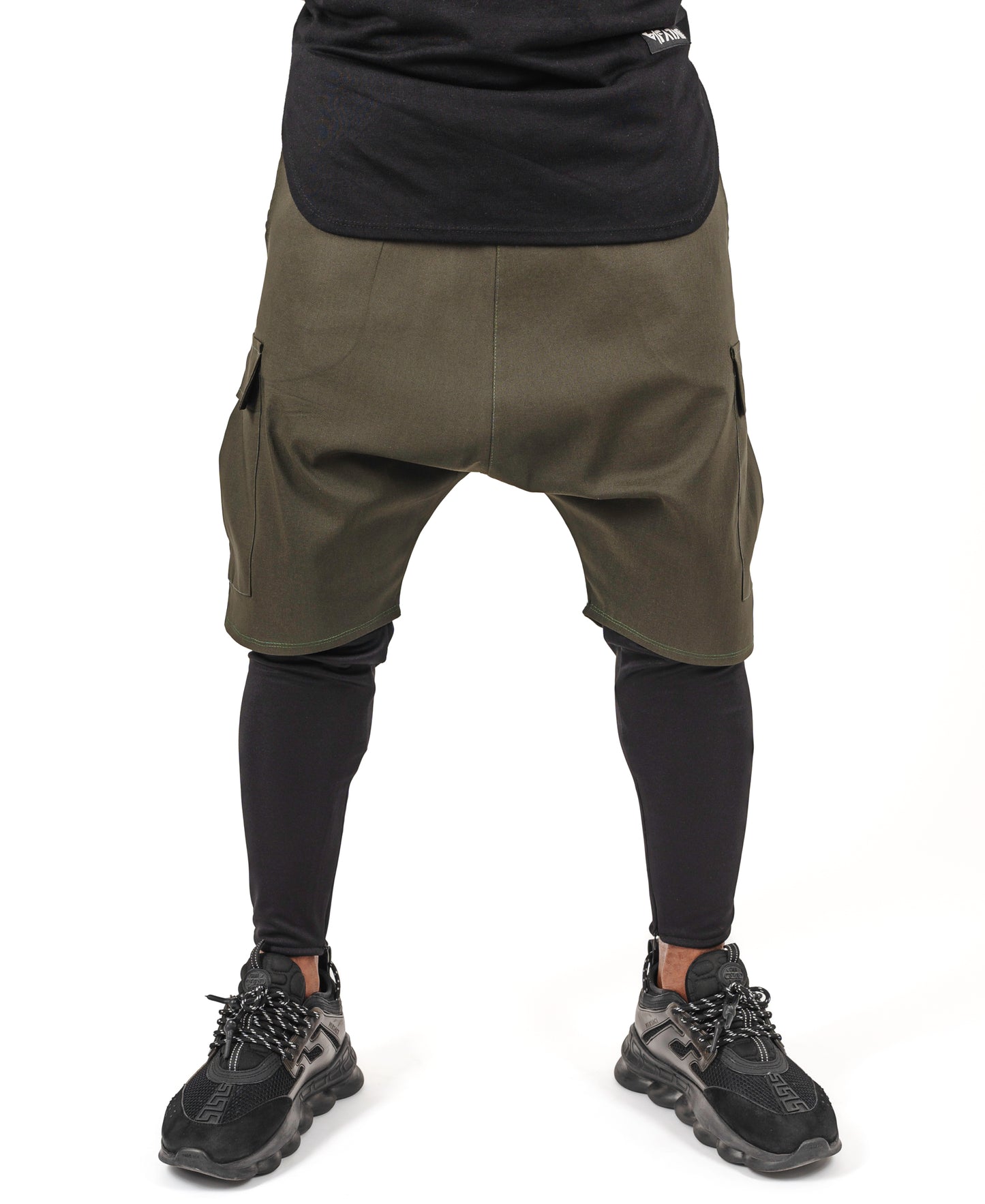 Pantaloni 2 in 1 kaki si negru